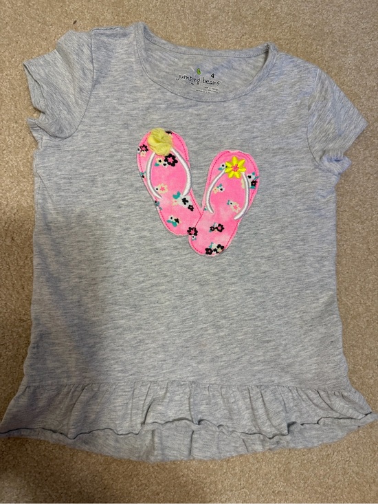 jumping beans Other - jumping beans Light Gray Tee with Pink Flip Flop Patches